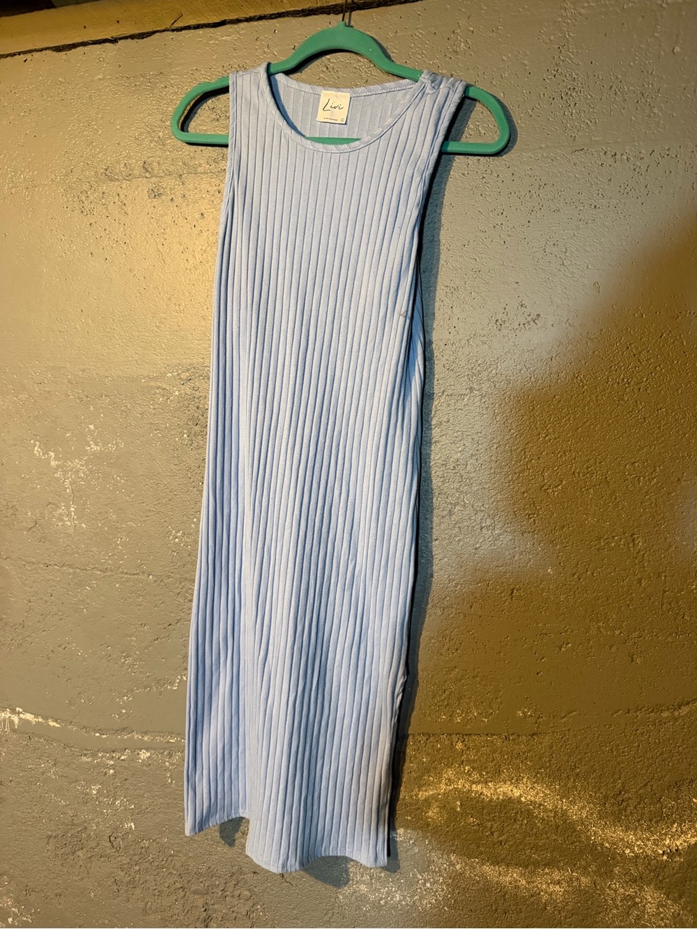 Olivia Rae Light Blue Ribbed Tank Midi Dress